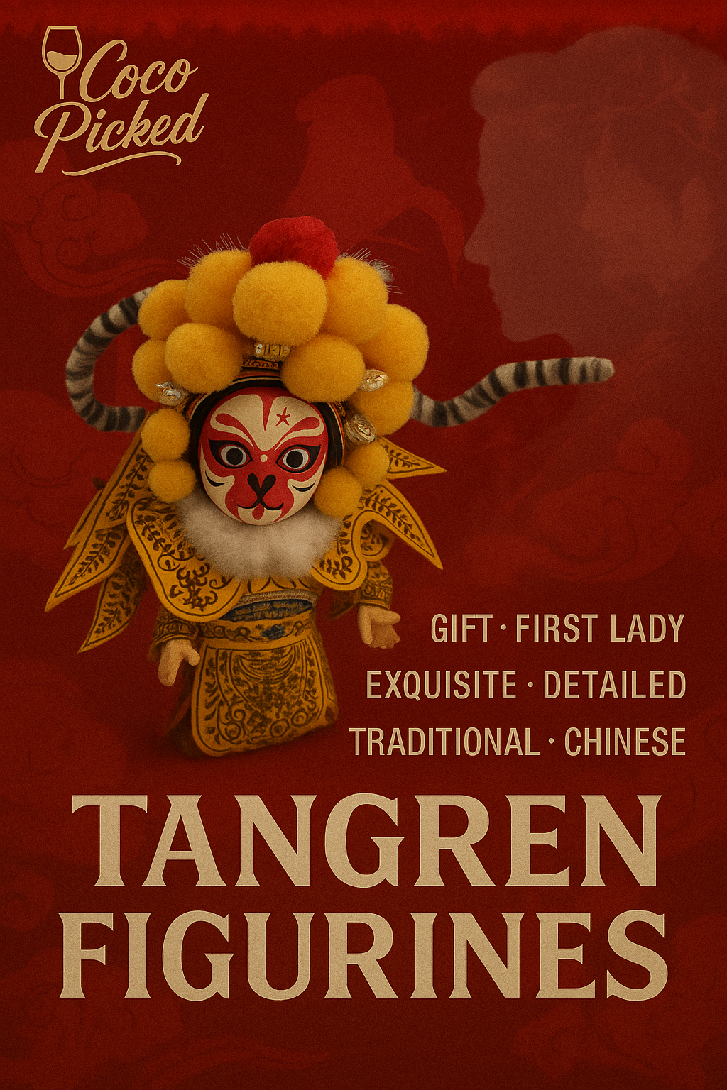 Sun Wukong Chinese Silk Figurine – Handmade Tang Wawa Art Gift representing Peking Opera culture