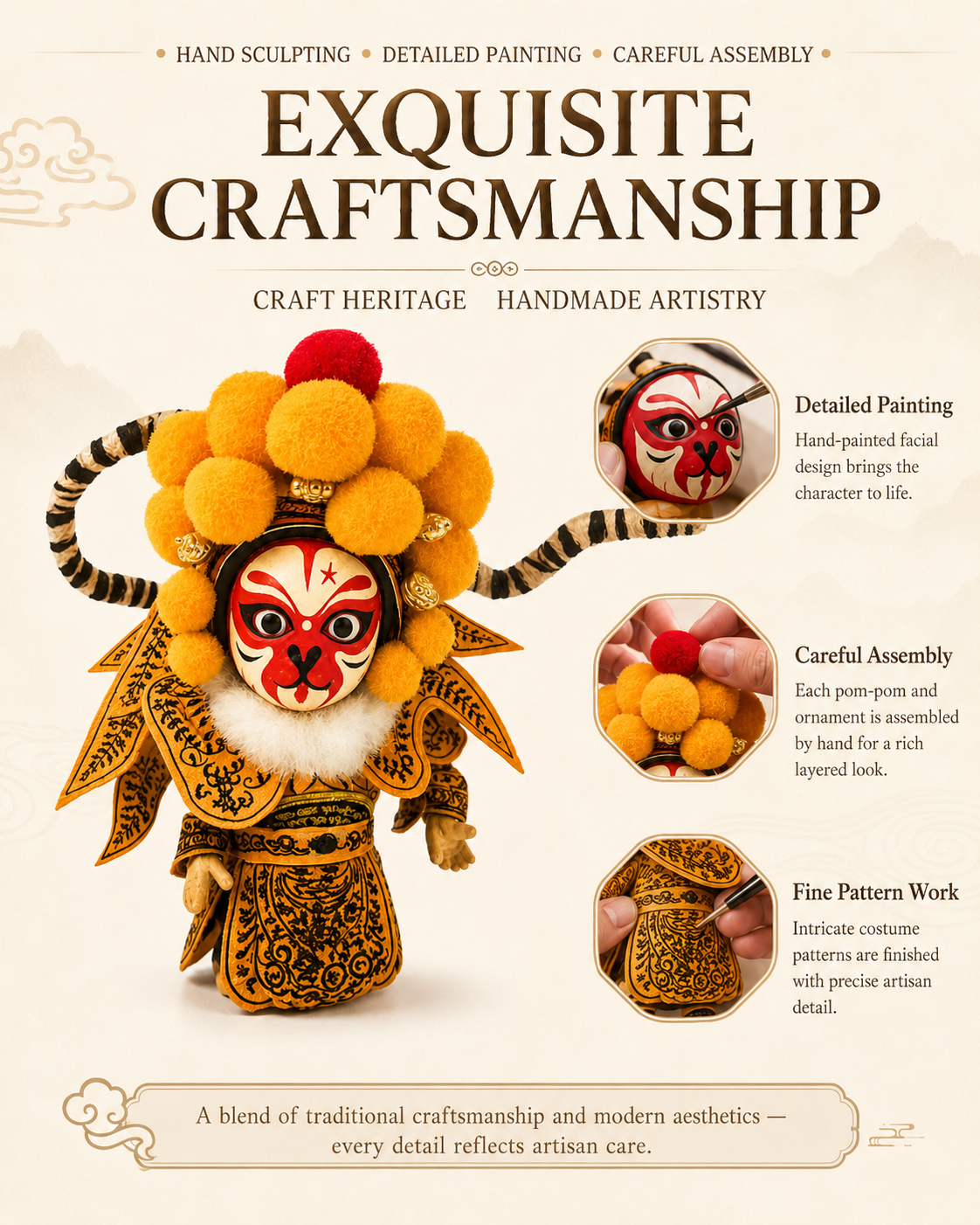 Sun WuKong Chinese Silk Figurine